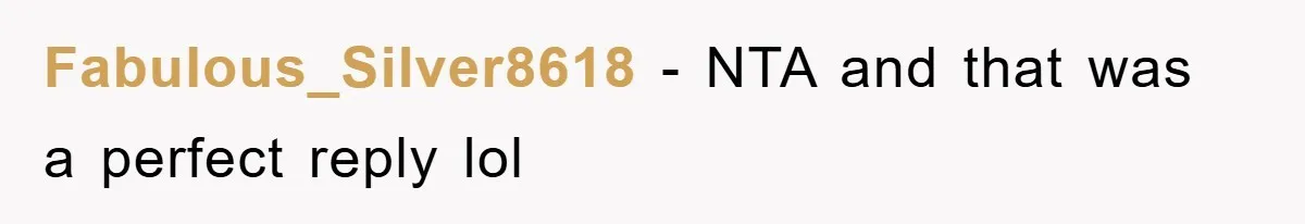 Fabulous_Silver8618 − NTA and that was a perfect reply lol