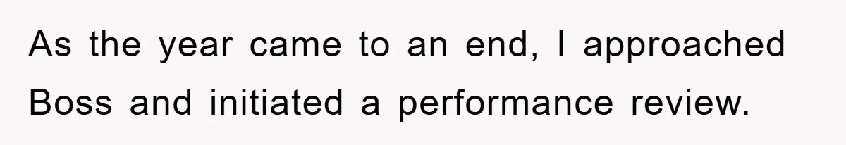 As the year came to an end, I approached Boss and initiated a performance review.