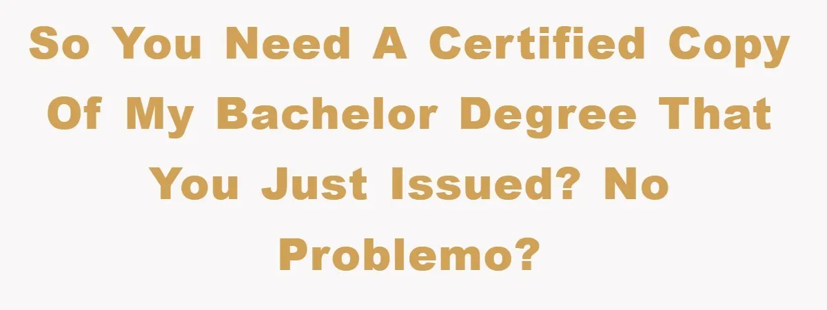 So you need a certified copy of my bachelor degree that you just issued? No problemo?