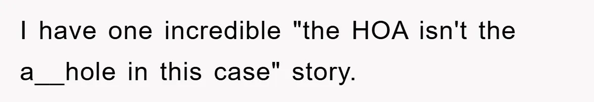I have one incredible "the HOA isn't the a__hole in this case" story.