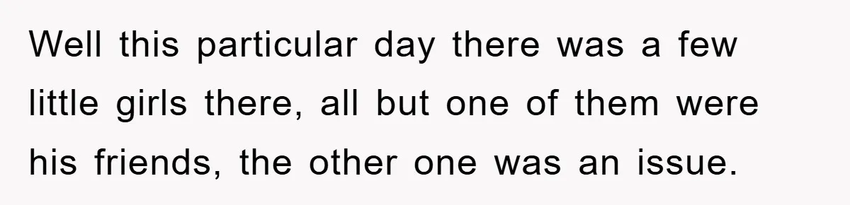 Well this particular day there was a few little girls there, all but one of them were his friends, the other one was an issue.