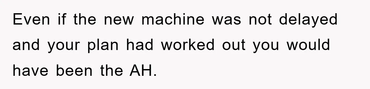 Even if the new machine was not delayed and your plan had worked out you would have been the AH.