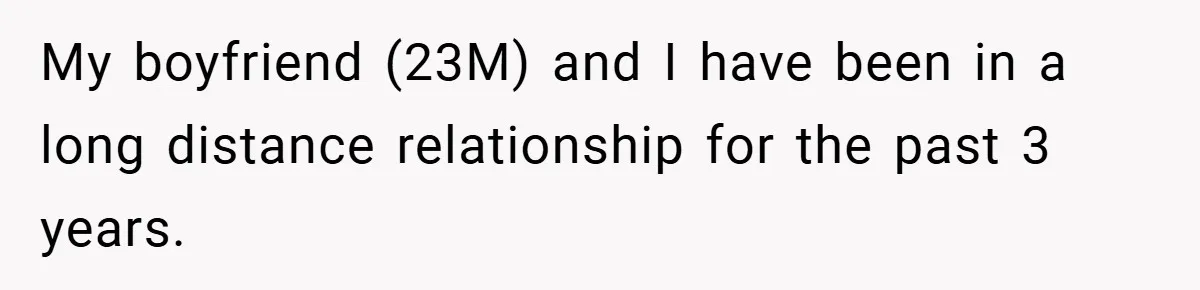 My boyfriend (23M) and I have been in a long distance relationship for the past 3 years.