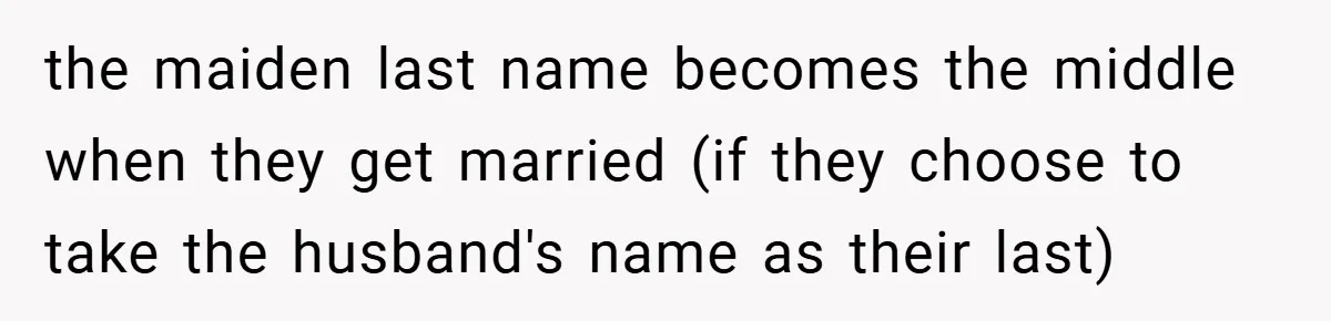 the maiden last name becomes the middle when they get married (if they choose to take the husband's name as their last)