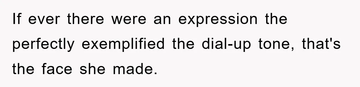 If ever there were an expression the perfectly exemplified the dial-up tone, that's the face she made.