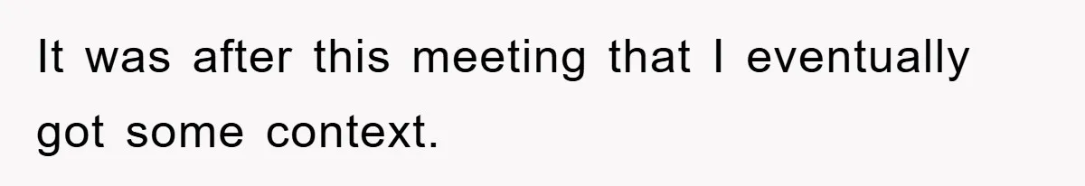 It was after this meeting that I eventually got some context.