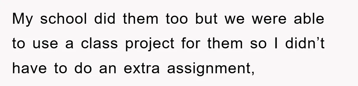 My school did them too but we were able to use a class project for them so I didn’t have to do an extra assignment,