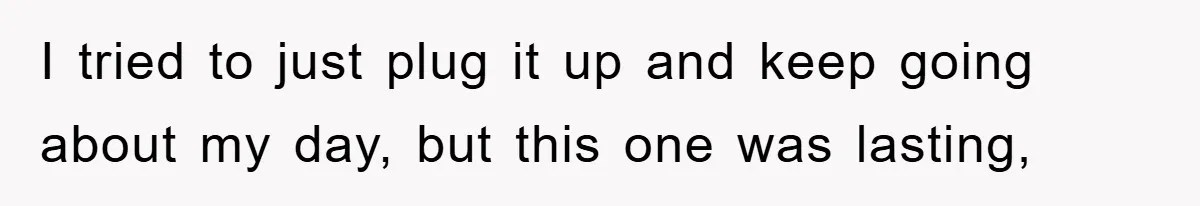 I tried to just plug it up and keep going about my day, but this one was lasting,