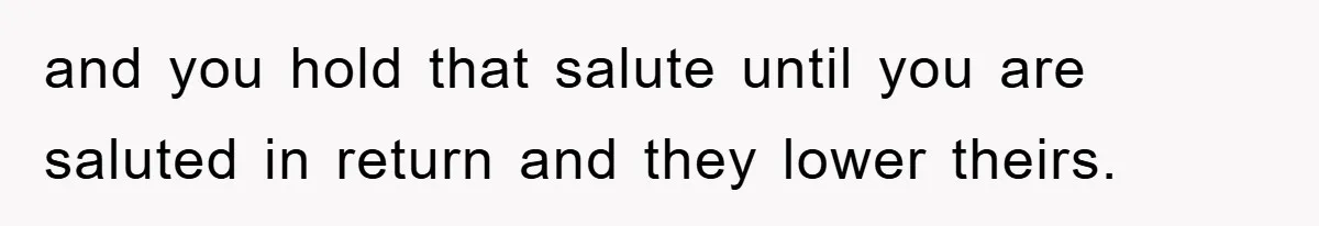 and you hold that salute until you are saluted in return and they lower theirs.