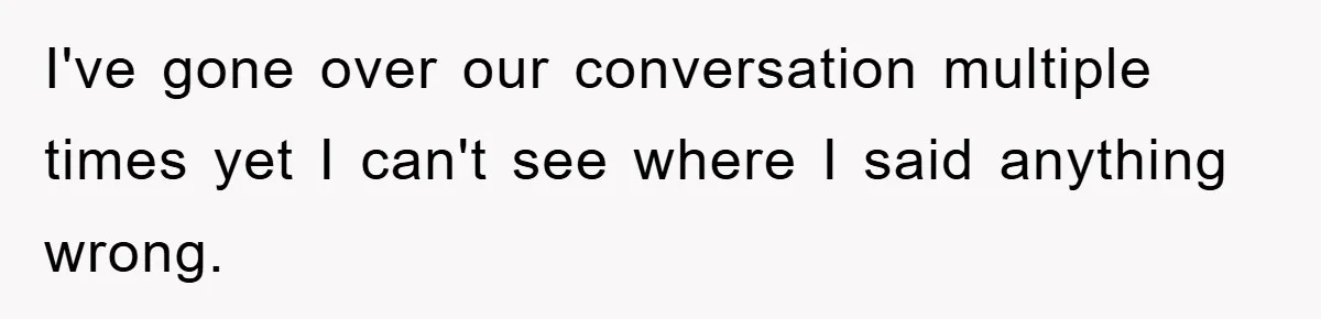 I've gone over our conversation multiple times yet I can't see where I said anything wrong.