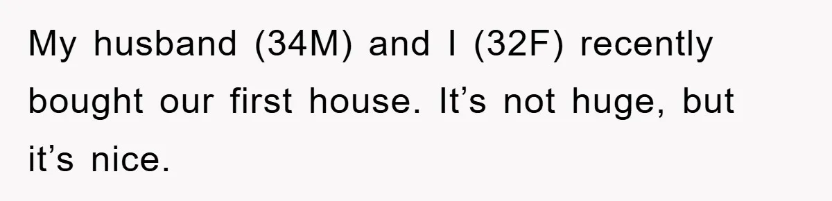 My husband (34M) and I (32F) recently bought our first house. It’s not huge, but it’s nice.