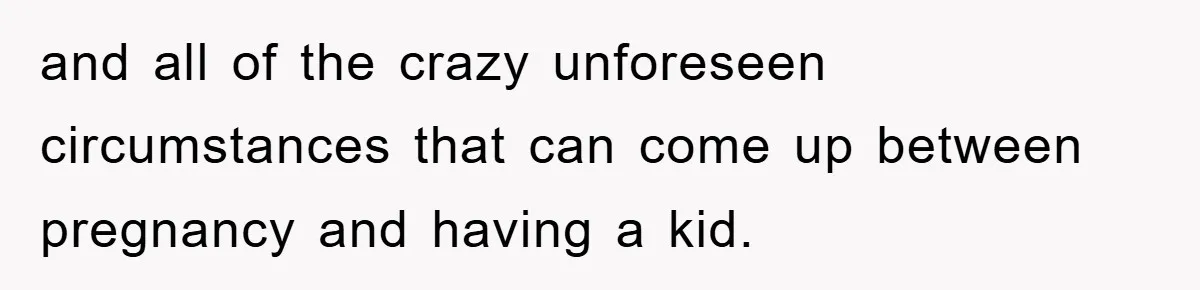 and all of the crazy unforeseen circumstances that can come up between pregnancy and having a kid.