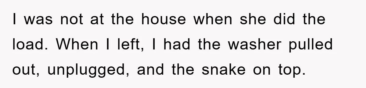 Roommate Ignores Instructions, Floods Hardwood Floor, And Refuses To Pay The Repair Bill I was not at the house when she did the load. When I left, I had the washer pulled out, unplugged, and the snake on top.