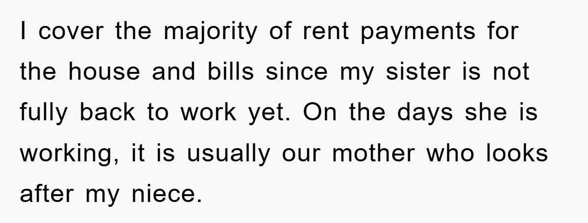 I cover the majority of rent payments for the house and bills since my sister is not fully back to work yet. On the days she is working, it is...