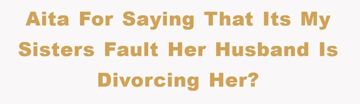 AITA for saying that its my sisters fault her husband is divorcing her?