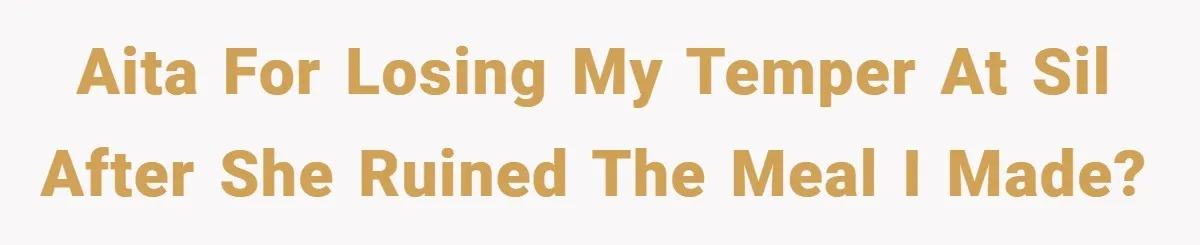 AITA for losing my temper at SIL after she ruined the meal I made?