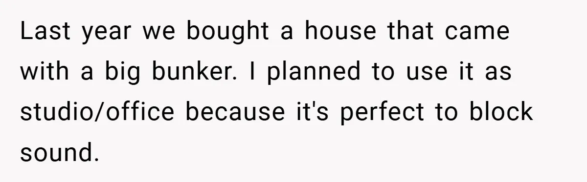 Last year we bought a house that came with a big bunker. I planned to use it as studio/office because it's perfect to block sound.
