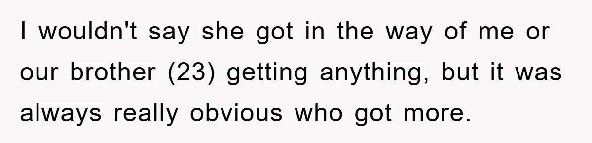 Guy Draws The Line After Realizing His Family’s ‘No Gift’ Rule Doesn’t Apply To His Sister I wouldn't say she got in the way of me or our brother (23) getting anything, but it was always really obvious who got more.