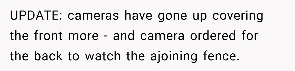 UPDATE: cameras have gone up covering the front more - and camera ordered for the back to watch the ajoining fence.