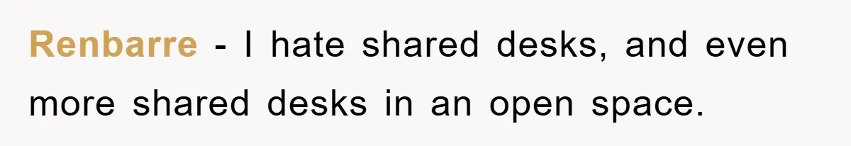 Renbarre − I hate shared desks, and even more shared desks in an open space.