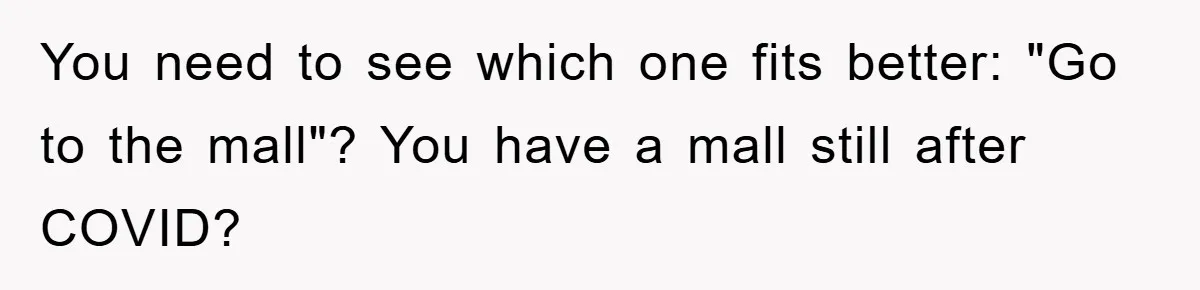 You need to see which one fits better: "Go to the mall"? You have a mall still after COVID?