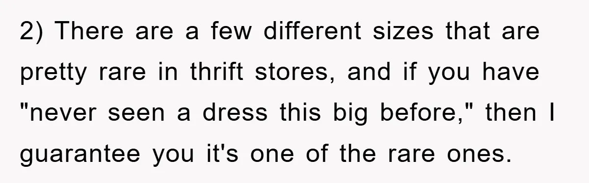 Woman’s DIY Gift Turns Into A Fashion Scandal After A Plus-Size Sister Finds The Original Tag 2) There are a few different sizes that are pretty rare in thrift stores, and if you have "never seen a dress this big before," then I guarantee you it's...