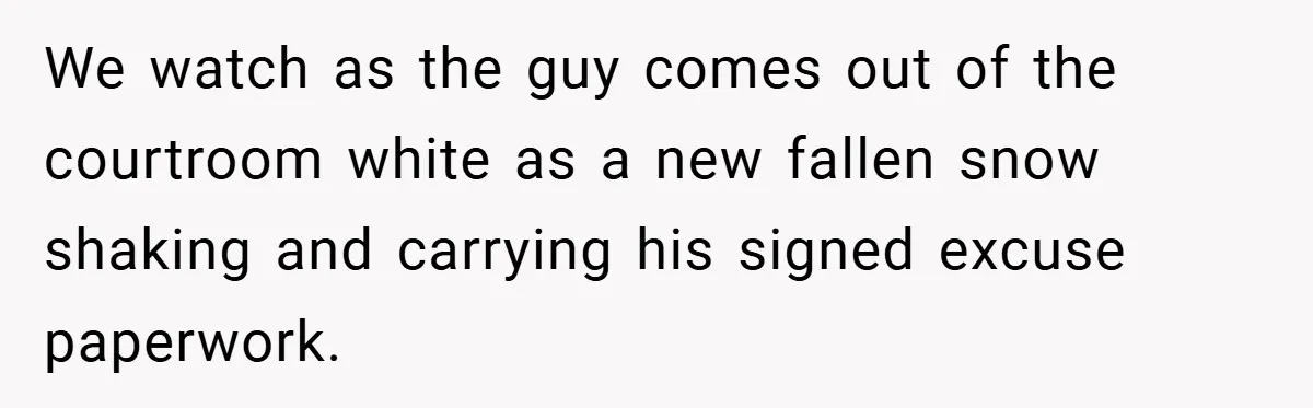 Hotel Owner Orders Teen Employee to Skip Jury Duty - What the Judge Did Next Shocked Everyone We watch as the guy comes out of the courtroom white as a new fallen snow shaking and carrying his signed excuse paperwork.