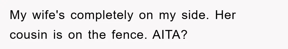 My wife's completely on my side. Her cousin is on the fence. AITA?