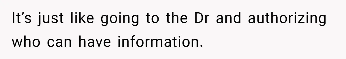 It’s just like going to the Dr and authorizing who can have information.