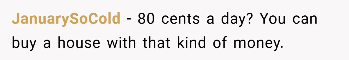 JanuarySoCold − 80 cents a day? You can buy a house with that kind of money.