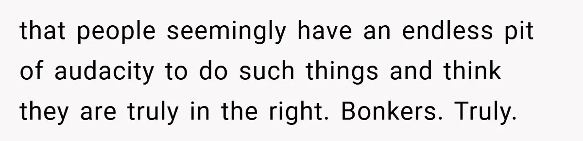 that people seemingly have an endless pit of audacity to do such things and think they are truly in the right. Bonkers. Truly.