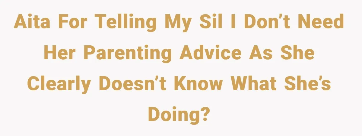 AITA for telling my SIL I don’t need her parenting advice as she clearly doesn’t know what she’s doing?