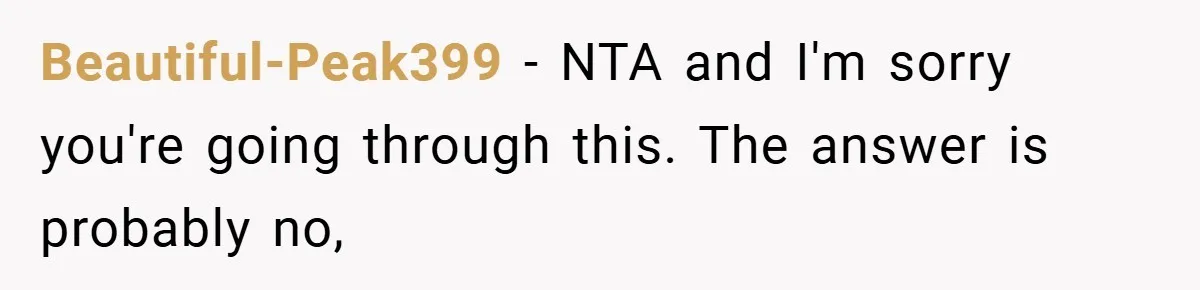 Beautiful-Peak399 − NTA and I'm sorry you're going through this. The answer is probably no,