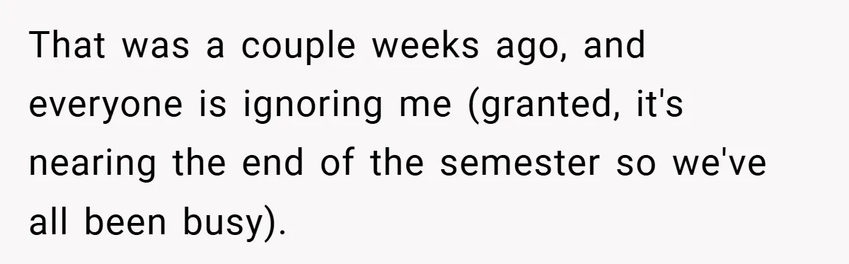 That was a couple weeks ago, and everyone is ignoring me (granted, it's nearing the end of the semester so we've all been busy).