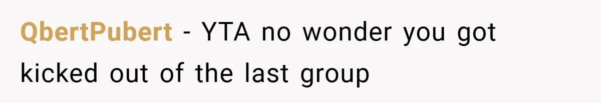 QbertPubert − YTA no wonder you got kicked out of the last group