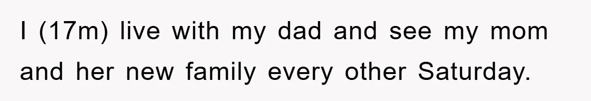 I (17m) live with my dad and see my mom and her new family every other Saturday.