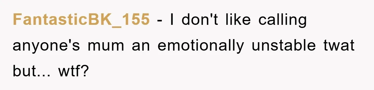 FantasticBK_155 − I don't like calling anyone's mum an emotionally unstable twat but... wtf?