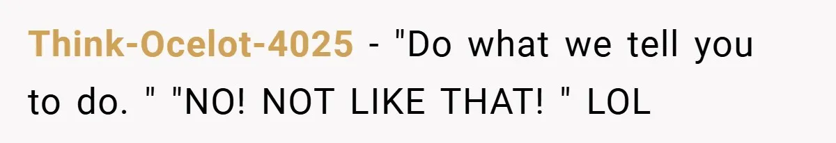 Think-Ocelot-4025 − "Do what we tell you to do. " "NO! NOT LIKE THAT! " LOL