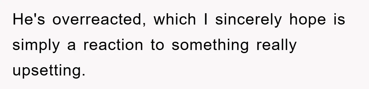 He's overreacted, which I sincerely hope is simply a reaction to something really upsetting.