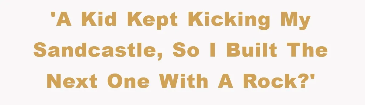 'A kid kept kicking my sandcastle, so I built the next one with a rock?'
