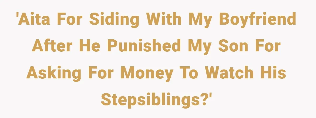 Teen Babysits His Mom’s Boyfriend’s Kids, Then Gets Punished For Asking To Be Paid 'AITA for siding with my boyfriend after he punished my son for asking for money to watch his stepsiblings?'
