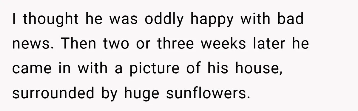 Man Told He Can’t Grow Sunflowers, Finds A Legal Loophole That Makes The HOA Surrender I thought he was oddly happy with bad news. Then two or three weeks later he came in with a picture of his house, surrounded by huge sunflowers.