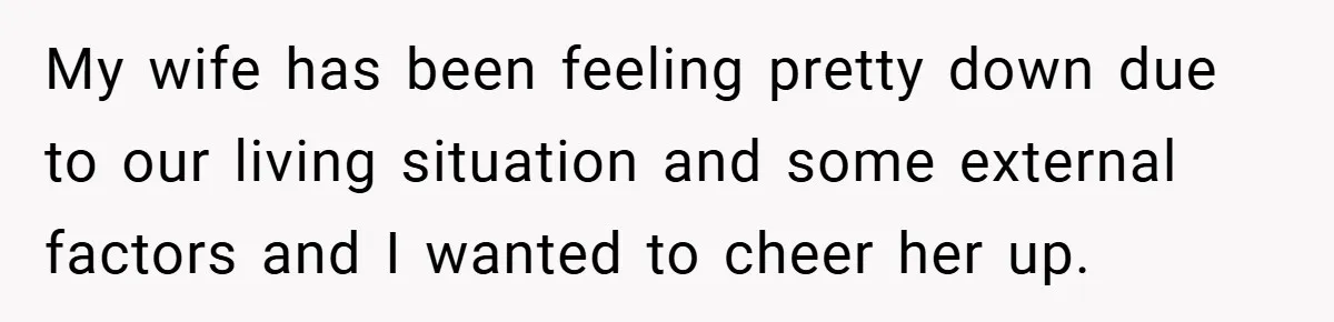 My wife has been feeling pretty down due to our living situation and some external factors and I wanted to cheer her up.