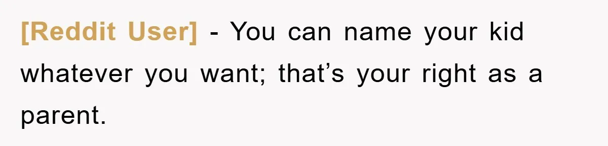 [Reddit User] − You can name your kid whatever you want; that’s your right as a parent.