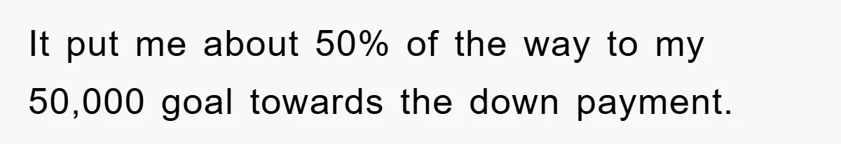 It put me about 50% of the way to my 50,000 goal towards the down payment.