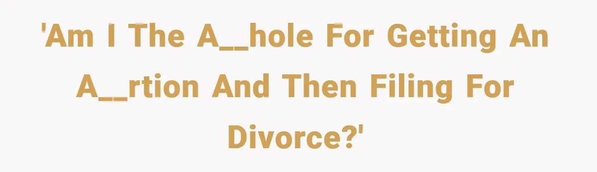 'Am I the a__hole for getting an a__rtion and then filing for divorce?'