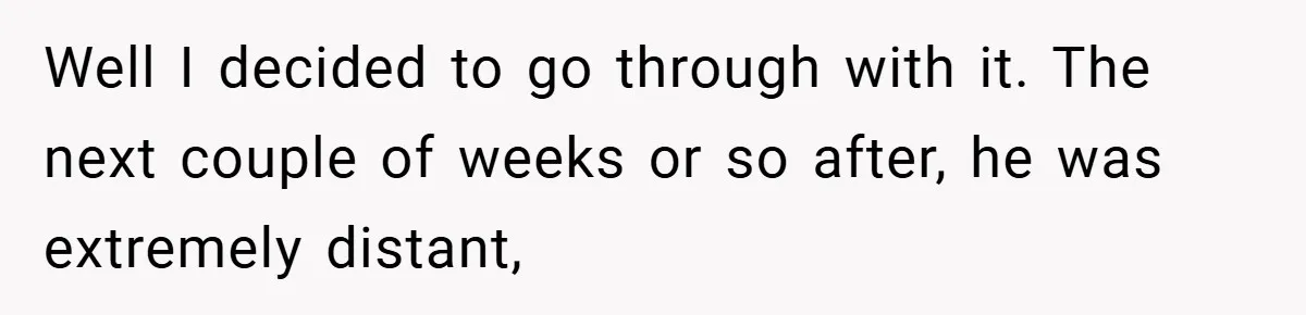 Well I decided to go through with it. The next couple of weeks or so after, he was extremely distant,