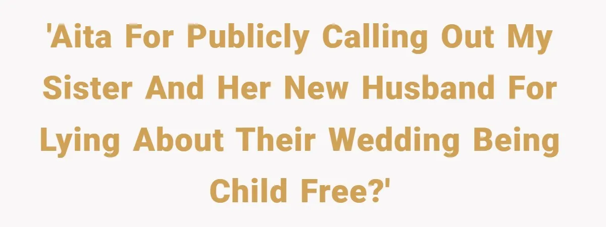 'AITA for publicly calling out my sister and her new husband for lying about their wedding being child free?'