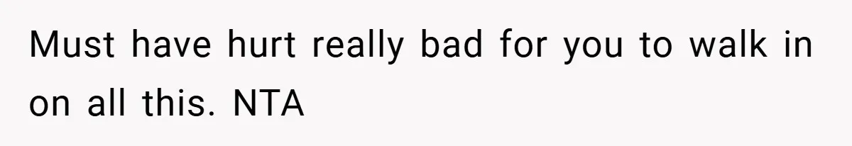 Must have hurt really bad for you to walk in on all this. NTA