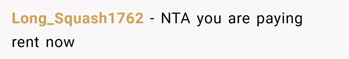 Long_Squash1762 − NTA you are paying rent now